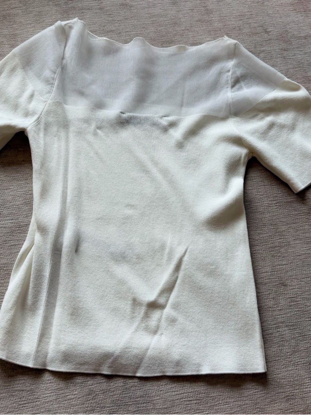 Zara White Fitted Sweater Sheer Top Medium NWT - Picture 4 of 6